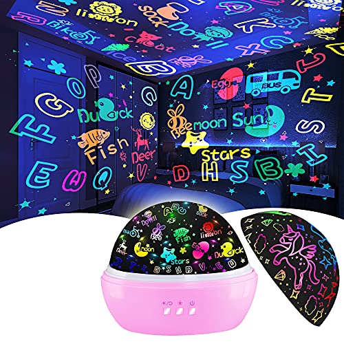 See&Spell Educational Toys for 3-8 Year Old Girls,2 in 1 Matching Letter Game Projection Kids Toys,Chirstmas Xmax Birthday Gifts Presents for Toddlers Toys,Baby Boys Girls Gifts Age 3-8 from HONGID