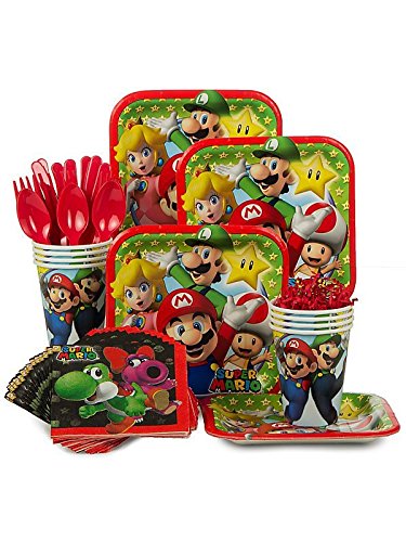 Costume SuperCenter Mario Bros. Standard Birthday Party Supplies Tableware Kit by Costume Supercenter