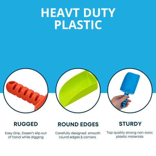 4E's Novelty 12 Pack Sand Shovel for Kids Bulk, Heavy Duty Plastic Beach Shovels - Great for Party Favors, Group Acitivity, Digging & Gardening Shovel, Sandbox Toys from 4E's Novelty