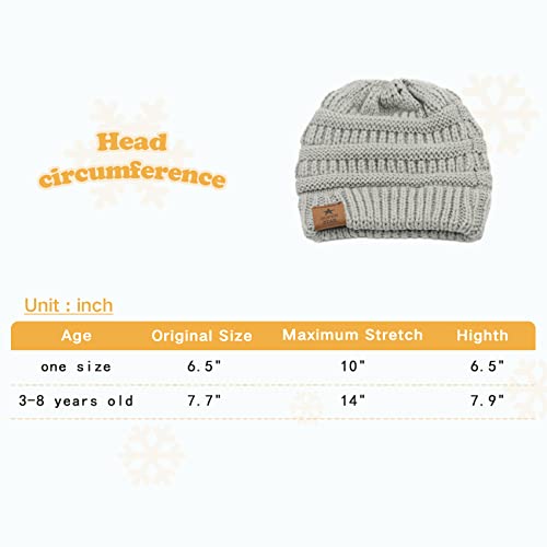 Durio 0-2 years Warm Winter Baby Beanies for Boys Soft Thick Cozy Knitted Toddler Infant Winter Hat Babies Caps 3 Pack Black & Light Grey & Black White from 