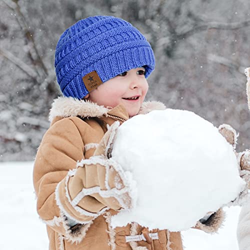 Durio 0-2 years Warm Winter Baby Beanies for Boys Soft Thick Cozy Knitted Toddler Infant Winter Hat Babies Caps 3 Pack Black & Light Grey & Black White from 