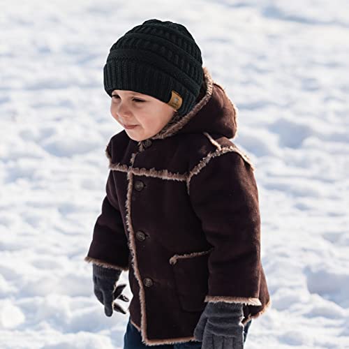 Durio 0-2 years Warm Winter Baby Beanies for Boys Soft Thick Cozy Knitted Toddler Infant Winter Hat Babies Caps 3 Pack Black & Light Grey & Black White from 