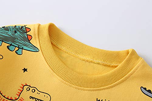 Toddler Baby Boy Clothing Sets Little Dinosaur Printed Long Sleeve Tops and Pants Kids 2pcs Outfits (1-Yellow, 2-3T) by 