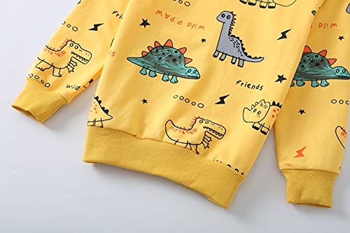 Toddler Baby Boy Clothing Sets Little Dinosaur Printed Long Sleeve Tops and Pants Kids 2pcs Outfits (1-Yellow, 2-3T) by 
