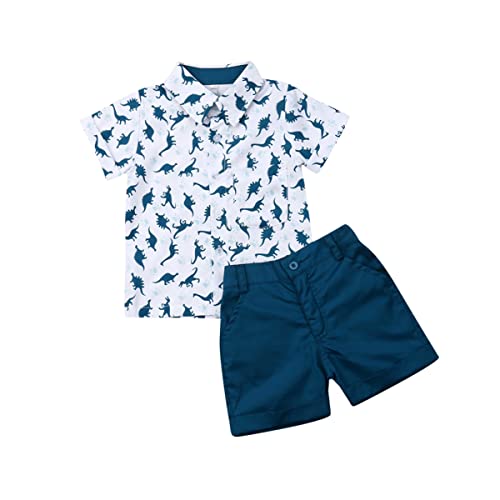 fhutpw Baby Toddler Boy Outfits 2T 3T 4T 5T Clothes Summer Kids Pattern Short Sleeve Button Down Shirt & Shorts Set by 