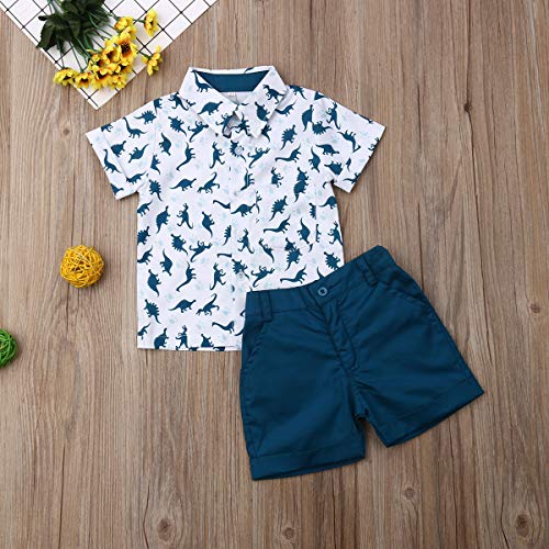 fhutpw Baby Toddler Boy Outfits 2T 3T 4T 5T Clothes Summer Kids Pattern Short Sleeve Button Down Shirt & Shorts Set by 