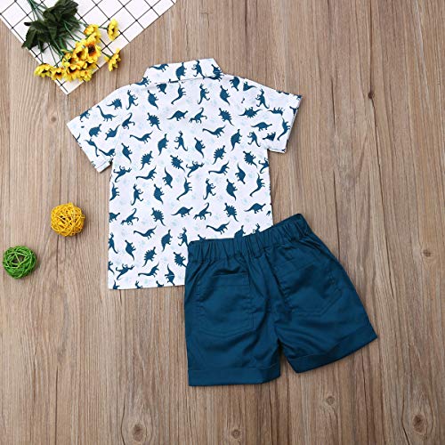 fhutpw Baby Toddler Boy Outfits 2T 3T 4T 5T Clothes Summer Kids Pattern Short Sleeve Button Down Shirt & Shorts Set by 