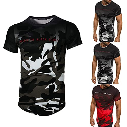 iLH Clearance Deals Retro T-Shirt Bee Printed Blouse, 2021 Summer Fashion Boys Men 3D Flood Beer Printed Short Tee Tops (A-Green, M) by 