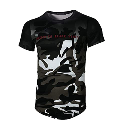 iLH Clearance Deals Retro T-Shirt Bee Printed Blouse, 2021 Summer Fashion Boys Men 3D Flood Beer Printed Short Tee Tops (A-Green, M) by 