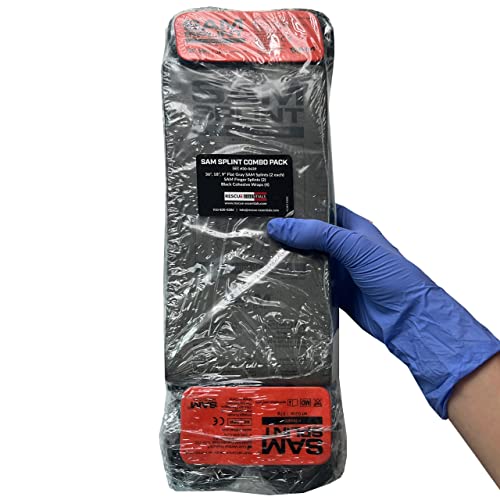 SAMÂ® Splint Combo Pack (2-36" SPLINTS, 2-18" SPLINTS, 2-9" SPLINTS, 2 Finger SPLINTS, & 4 COHESIVE WRAP) by Rescue Essentials