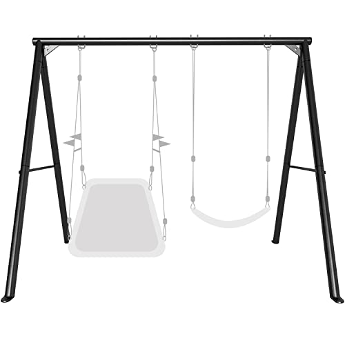 IKARE Upgraded 2 Seats Large Swing Frame Heavy Duty Metal Swing Stand with Ground Nails, for Kids, Adults, Fits for Most Swings, Max Weight 500 LBS, Outdoor Backyard Play Fun by IKARE