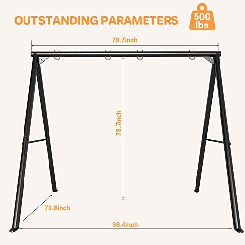 IKARE Upgraded 2 Seats Large Swing Frame Heavy Duty Metal Swing Stand with Ground Nails, for Kids, Adults, Fits for Most Swings, Max Weight 500 LBS, Outdoor Backyard Play Fun by IKARE