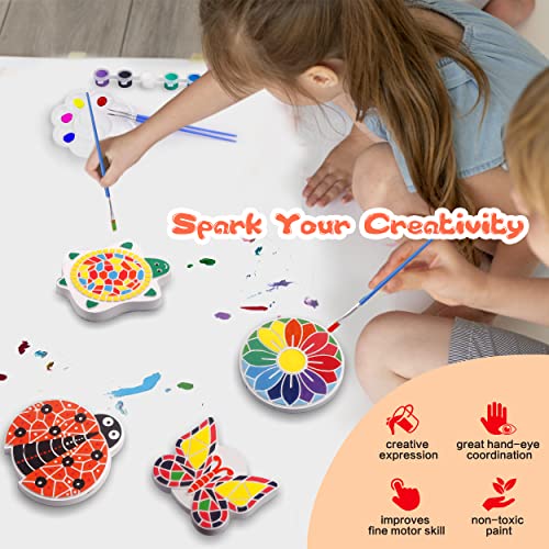 IFLOVE Paint Your Own Stepping Stones for Kids,5 Pack DIY Ceramic Painting Craft Kits,Arts and Crafts for Kids Ages 4-8,Painting Crafts for Girls Ages 8-12,Outdoor Garden Art Easter Gifts for Toddler by Shen Zhen Shi Hong Jing Zhi Chuang Ke Ji Ltd