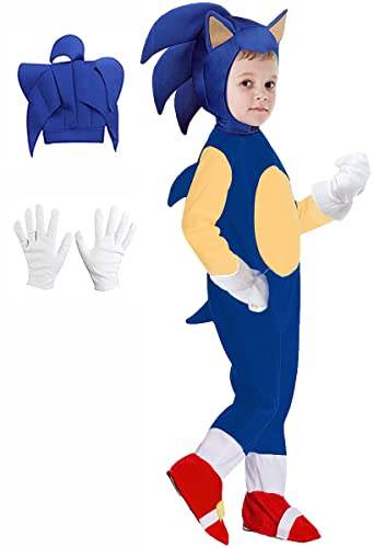 VARWANEO Halloween Kids Deluxe Sonic 2 Costume Cosplay Cartoon Hedgehog Suit Onesie Outfit Jumpsuit For Boys Girls by 
