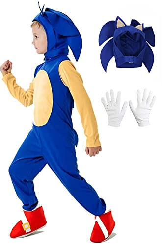 VARWANEO Halloween Kids Deluxe Sonic 2 Costume Cosplay Cartoon Hedgehog Suit Onesie Outfit Jumpsuit For Boys Girls by 