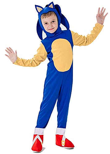 VARWANEO Halloween Kids Deluxe Sonic 2 Costume Cosplay Cartoon Hedgehog Suit Onesie Outfit Jumpsuit For Boys Girls by 
