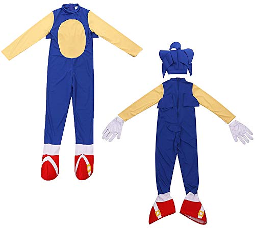 VARWANEO Halloween Kids Deluxe Sonic 2 Costume Cosplay Cartoon Hedgehog Suit Onesie Outfit Jumpsuit For Boys Girls by 