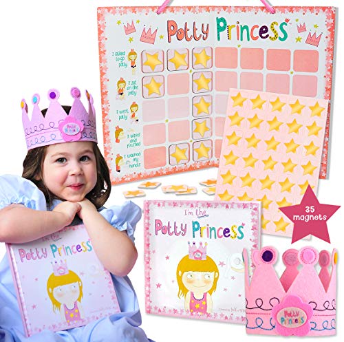 Princess Potty Training Gift Set with Book, Potty Chart, Star Magnets, and Reward Crown for Toddler Girls. Comes in Castle Gift Box. from Tickle & Main