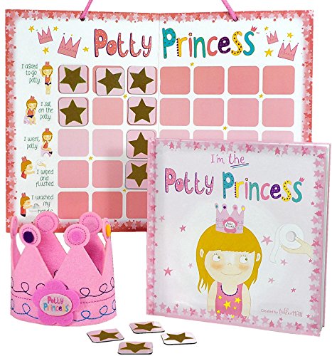 Princess Potty Training Gift Set with Book, Potty Chart, Star Magnets, and Reward Crown for Toddler Girls. Comes in Castle Gift Box. from Tickle & Main
