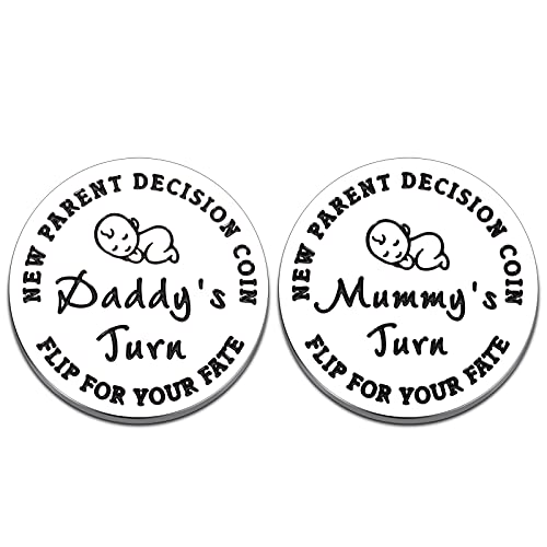 Fun New Parents Decision Coin, Baby Shower Gifts for Mom Dad to Be Girls Boys Newborn New Baby Gift Pregnancy Gift First Time Mom Dad Birthday Mothers Fathers Day Christmas Thanksgiving, Double Sided from Raddimelo