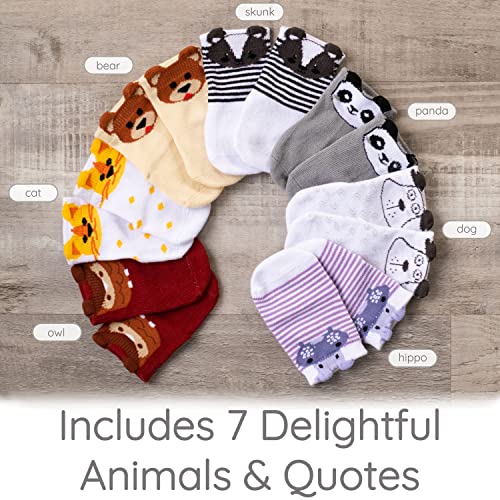 Baby Socks Gift Set - Newborn Baby Gifts for Boys & Girls - 7 Unique Pairs - Cute & Funny Gender Neutral Baby Shower Gift & Unisex Registry Idea by ZIRI & ZANE