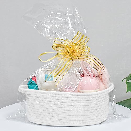 ABenkle Small Woven Basket | Cute Gray Rope Basket | Small Basket | Room Storage Basket | Cat Basket| Chest Box |Empty Gift Basket with Handles Basket, 12"x 8" x 5" Shelf Storage Basketï¼Whiteï¼ from ABenkle