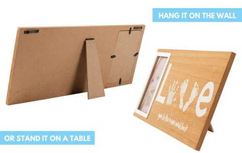 Baby Footprint & Handprint Photo Frame Kit | Includes White Paint and Paint Tray | Perfect Baby Shower Gift for Boy & Girl | Newborn Keepsake Frame | Foot & Hand Impression (17 x 7 Inches) by 