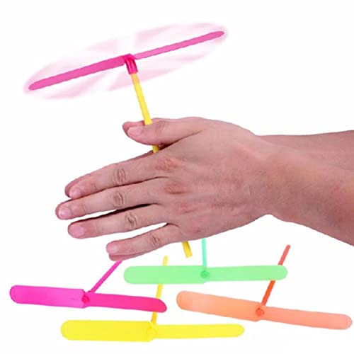 Dzrige 20Pcs Plastic Bamboo Dragonfly Hand Rub Propeller Novelty Hand Helicopter Toy for Outdoor Toy Kids Gift Flying (Random Color) by Dzrige
