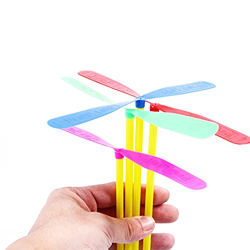 Dzrige 20Pcs Plastic Bamboo Dragonfly Hand Rub Propeller Novelty Hand Helicopter Toy for Outdoor Toy Kids Gift Flying (Random Color) by Dzrige