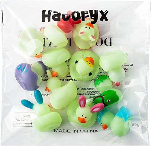 Haooryx 20PCS Glow in The Dark Easter Rubber Duckies Toys Novelty Squeeze Bunny Egg Shaped Bathtub Ducky for Kids Spring Easter Basket Stuffers Baby Shower Party Favors Class Rewards Gift Supplies by Haooryx