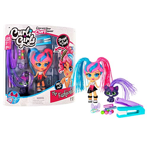 Basic Fun CurliGirls Milli, The Fashionista & Vogue, her cat - Deluxe Hairstyling Doll with MagiCurl Hair - Style Again and Again - Ages 3+ by Basic Fun