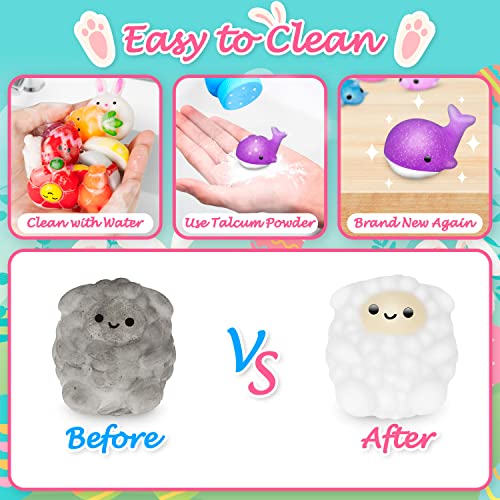 Dioju 36 Pcs Easter Eggs Mochi Squishy Toys Pack, Easter Basket Stuffers Party Favors for Kids, Goodie Bag Pinata Fillers Kawaii Squishies Sensory Toy, Carnival Prizes, Easter Egg Hunt Gifts Treats from Dioju