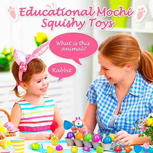Dioju 36 Pcs Easter Eggs Mochi Squishy Toys Pack, Easter Basket Stuffers Party Favors for Kids, Goodie Bag Pinata Fillers Kawaii Squishies Sensory Toy, Carnival Prizes, Easter Egg Hunt Gifts Treats from Dioju
