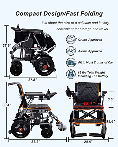 Healhome All Terrain Electric Wheelchairs for Adults, Durable Foldable Motorized Wheelchair - Lightweight Electric Wheelchairs for Senior Living - Easy to Use - Ships from USA by Healhome