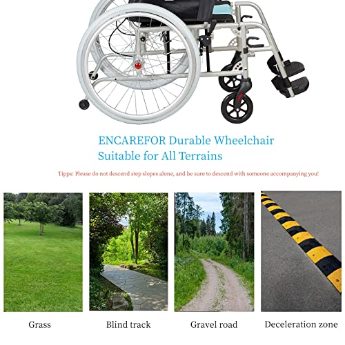 ENCAREFOR 19.5lbs Ultra Lightweight Wheelchair with Ergonomic Backrest, 20" Wide Seat Wheelchair for Adults, Foldable Portable Magnesium Self-propelled Wheelchair with Travel Bag 2-in-1 Holder Silver from ENCAREFOR