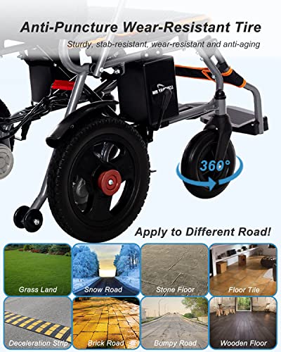 Healhome All Terrain Electric Wheelchairs for Adults, Durable Foldable Motorized Wheelchair - Lightweight Electric Wheelchairs for Senior Living - Easy to Use - Ships from USA by Healhome