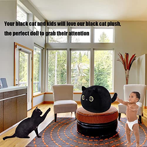 Taifctft Black Cat Plush Toy Pillow,21.7in Soft Plush Doll Cat Plushie Cat Pillow, Cute Stuffed Animal Soft Plush Pillow Baby Plush Toys Cat Shape Novelty Design Sofa Pillow Decoration Doll from Taifctft