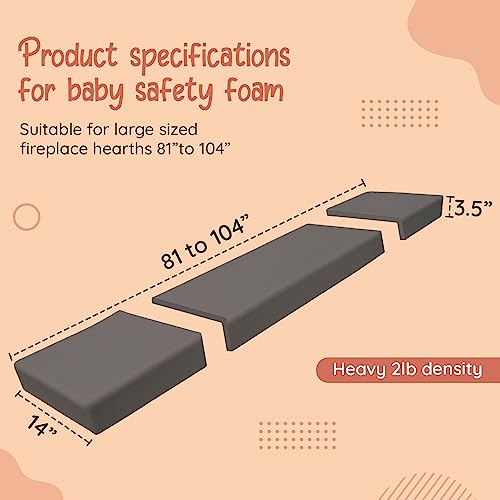 Baby Safety Foam Soft Seat Edge Cushion Fireplace Hearth Guard Bumper Pad Child Proof Padding (Large, Gray-fits Width from-81-104") from Baby Safety Foam