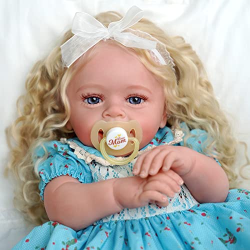JIZHI Lifelike Reborn Baby Dolls - 18 Inch Realistic-Newborn Baby Dolls Blond Girl Handmade Real Life Toddler Dolls with Clothes for Kids Age 3+ by JIZHI
