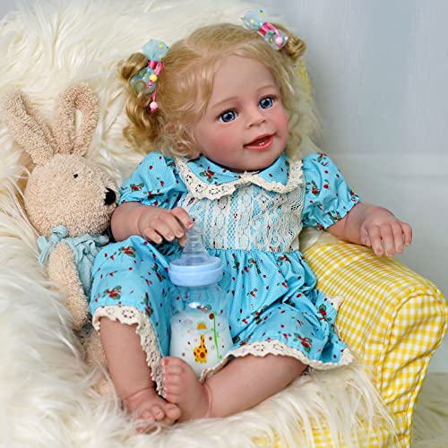 JIZHI Lifelike Reborn Baby Dolls - 18 Inch Realistic-Newborn Baby Dolls Blond Girl Handmade Real Life Toddler Dolls with Clothes for Kids Age 3+ by JIZHI
