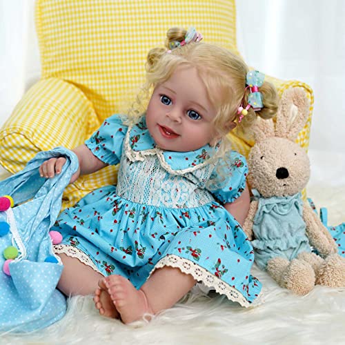 JIZHI Lifelike Reborn Baby Dolls - 18 Inch Realistic-Newborn Baby Dolls Blond Girl Handmade Real Life Toddler Dolls with Clothes for Kids Age 3+ by JIZHI