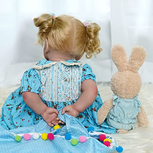 JIZHI Lifelike Reborn Baby Dolls - 18 Inch Realistic-Newborn Baby Dolls Blond Girl Handmade Real Life Toddler Dolls with Clothes for Kids Age 3+ by JIZHI