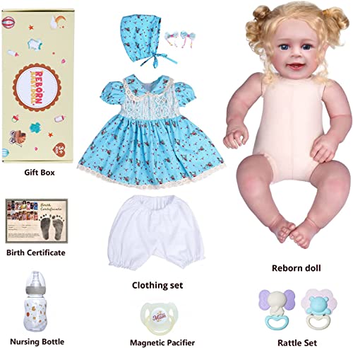 JIZHI Lifelike Reborn Baby Dolls - 18 Inch Realistic-Newborn Baby Dolls Blond Girl Handmade Real Life Toddler Dolls with Clothes for Kids Age 3+ by JIZHI