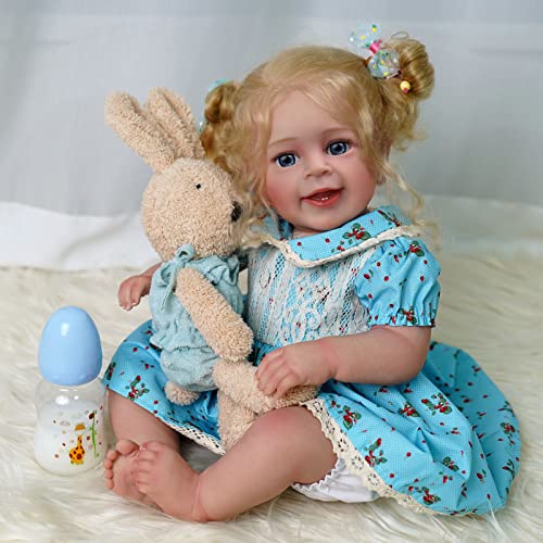JIZHI Lifelike Reborn Baby Dolls - 18 Inch Realistic-Newborn Baby Dolls Blond Girl Handmade Real Life Toddler Dolls with Clothes for Kids Age 3+ by JIZHI