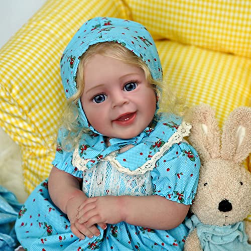 JIZHI Lifelike Reborn Baby Dolls - 18 Inch Realistic-Newborn Baby Dolls Blond Girl Handmade Real Life Toddler Dolls with Clothes for Kids Age 3+ by JIZHI