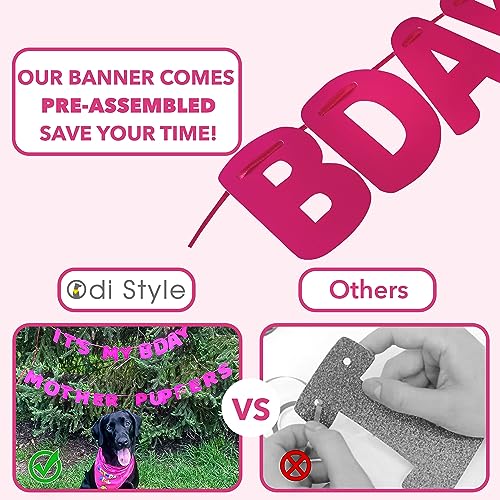 Odi Style Dog Birthday Party Supplies - Dog Birthday Bandana Set - Birthday Girl Bandana for Medium, Large Dogs, Party Hat, Crown and Cute Dog Birthday Banner with It's My Birthday Mother Puppers Sign from Odi Style