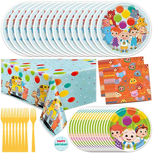 Cocomelon Party Supplies Set - Cocomelon Birthday Party Supplies and Decorations for 16 Guests with Table Cover, Plates, Napkins and More from Unique