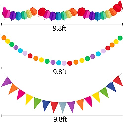 Moon Boat 35PCS Fiesta Paper Fan Party Decorations Set - Cinco De Mayo Pom Poms,Pennant,Garland String,Banner,Hanging Swirls Decor Supplies from Moon Boat