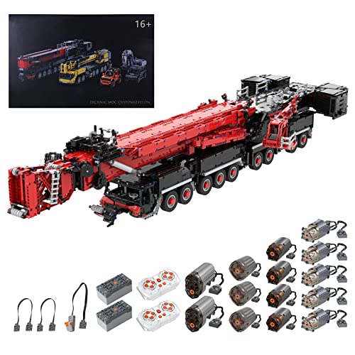 DWIU Mobile Crane Building Kit for Liebherr LTM11200, 8,528 Pieces Large RC Crane Bricks Model with 14 Motors, MOC Engineer Construction Building Toy by DWIU