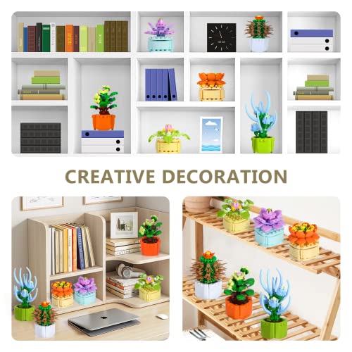 MOONTOY Succulent Plant Building Blocks Kit, Flower Bouquet Botanical Collection Office Display Home Decor Bonsai Building Toys Set Unique 2022 Christmas Birthday Gifts for Adults Teens Kids (521 PCS) from MOONTOY